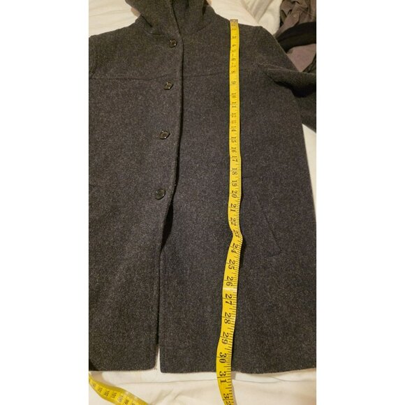 J Percy Wool Pea Coat Merino Wool Womens Medium Hood Grey VTG USA Winter Button - Picture 10 of 12